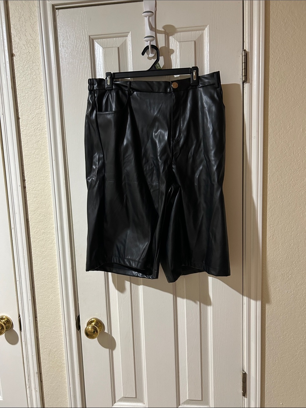 Women’s Black Faux Leather shorts - Sleek Stretch Finish